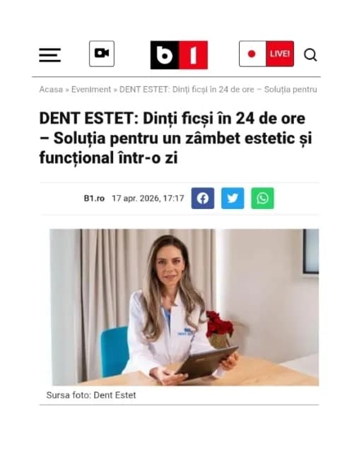 Articol DENT ESTET publicat pe site-ul b1tv.ro